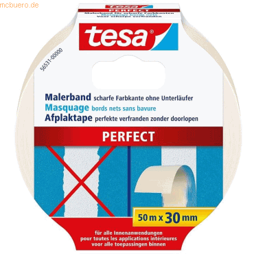 4042448294906 - Malerband Perfect 50 m x 30 mm beige Malerkrepp Kreppband Abdeckband - Tesa