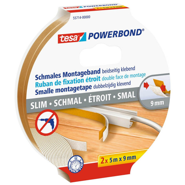 4042448305756 - Montageband POWERBOND schmal doppelseitiges Klebeband weiß 90 mm x 50 m 4042448305756 55714-00000-00 2 Rolle