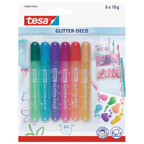 4042448311122 - TESA 59988-00000 - Glitzer-Set - Blau - Grün - Orange - Pink - Violett - Gelb - 6 Farben - Junge Mädchen - Sichtverpackung - 6 Stück(e) (59988)