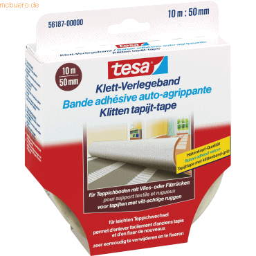 4042448388551 - Klett-Verlegeband zum Aufkleben (l x b) 10 m x 50 mm Weiß 1 St - Tesa