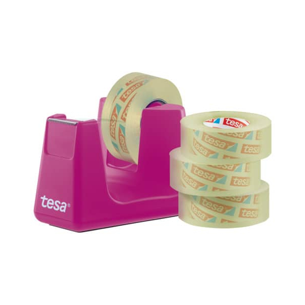 4042448450449 - Sparset Tischabroller tesa Easy Cut® COMPACT + 4 Rollen tesafilm® Abroller in pink