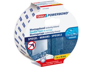 4042448817822 - Powerbond mirror - Doppelseitiges Montageband zur Fixierung von Spiegeln - Feuchtigkeitsbeständiges Klebeband für Bad und Dusche - 5 m x 38 mm - Tesa