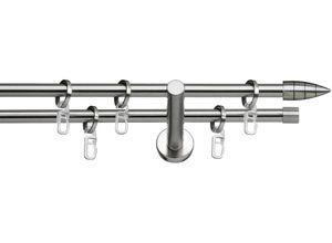 4042627048375 - Gardinenstange INDEKO Menorca Gardinenstangen Gr L 240cm Ø 12mm 2 läufig silberfarben (edelstahlfarben silberfarben) Komplett-Set inkl Ringen und Montagematerial