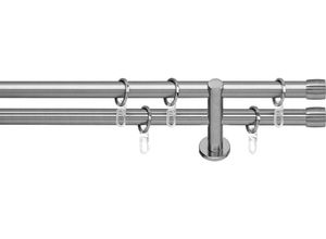 4042627330593 - Gardinenstange INDEKO Linz Gardinenstangen Gr L 360 cm 1 St 2 läufig silberfarben (edelstahlfarben) Gardinenstangen nach Maß Komplett-Set inkl Ringen und Montagematerial 4042627330593 - Gardinenstange INDEKO Linz Gardinenstangen Gr L 360 cm 1 St 2 läufig silberfarben (edelstahlfarben) Gardinenstangen nach Maß Komplett-Set inkl Ringen und Montagematerial