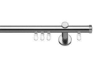 4042627331446 - Gardinenstange INDEKO Consul Gardinenstangen Gr L 130 cm Ø 16 mm 1 läufig silberfarben (edelstahlfarben) Gardinenstangen nach Maß Innenlauf Komplett-Set inkl Gleitern und Montagematerial