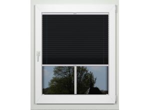 4042627349762 - Plissee INDEKO simple Plissees Gr 130 cm zweiseitig verschiebbar 66 cm schwarz (schwarz weiß) Sonnenschutz-Plissees nach Maß