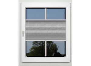 4042627383780 - Plissee INDEKO advanced Plissees Gr 220 cm zweiseitig verschiebbar 66 cm grau (grau weiß) Sonnenschutz-Plissees Crushed-Optik nach Maß