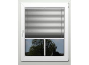 4042627398791 - Plissee INDEKO Thermo-Deluxe grau (grau metallfarben weiß weiß) Plissees 130cm zweiseitig verschiebbar 109cm Obermaterial 94% Polyester 6% sonstige Fasern zur Montage in der Glasleiste nach Maß B109cm H130cm