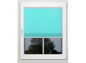 4042627413609 - Plissee INDEKO simple Plissees Gr 130 cm zweiseitig verschiebbar 117 cm blau (türkis weiß) Sonnenschutz-Plissees nach Maß