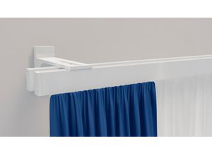 4042627421659 - Gardinenstange INDEKO Bern Gardinenstangen Gr L 130 cm 1 St 2 läufig weiß Gardinenstangen nach Maß Innenlauf Komplett-Set inkl Gleitern und Montagematerial