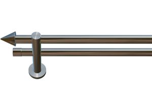 4042627434727 - Gardinenstange INDEKO Calais Gardinenstangen Gr L 210 cm Ø 20 mm 2 läufig grau (edelstahl) Gardinenstangen nach Maß Komplett-Set inkl Montagematerial