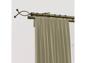 4042627437742 - Gardinenstange INDEKO Ferrara Gardinenstangen Gr L 350 cm Ø 16 mm 1 St 2 läufig grau (messingfarben) Gardinenstangen nach Maß