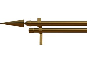4042627444221 - Gardinenstange INDEKO Parma Gardinenstangen Gr L 350 cm Ø 16 mm 1 St 2 läufig grau (messingfarben) Gardinenstangen nach Maß