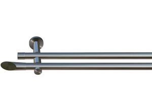 4042627464694 - Gardinenstange INDEKO Marbella Gardinenstangen Gr L 300 cm 1 St 2 läufig silberfarben (edelstahlfarben) Gardinenstangen nach Maß