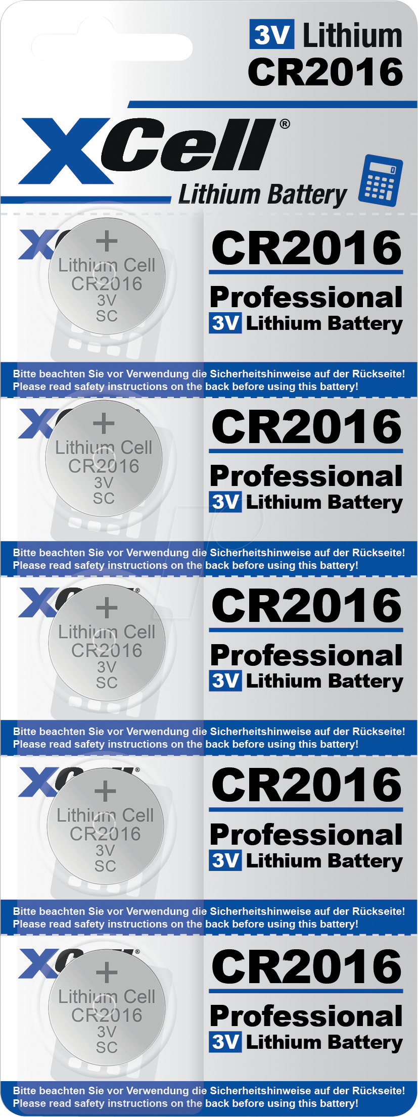 4042883455917 - XCELL CR2016 5X - Lithium-Knopfzelle CR2016 5er Blister