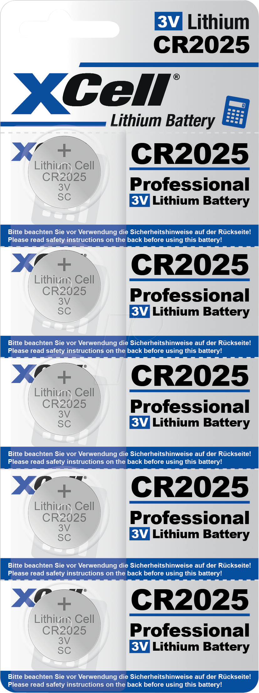 4042883455924 - XCELL CR2025 5X - Lithium-Knopfzelle CR2025 5er Blister