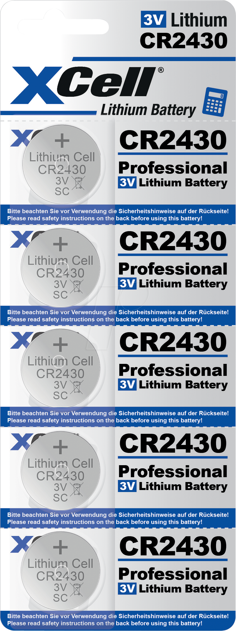 4042883455931 - XCELL CR2430 5X - Lithium-Knopfzelle CR2430 5er Blister