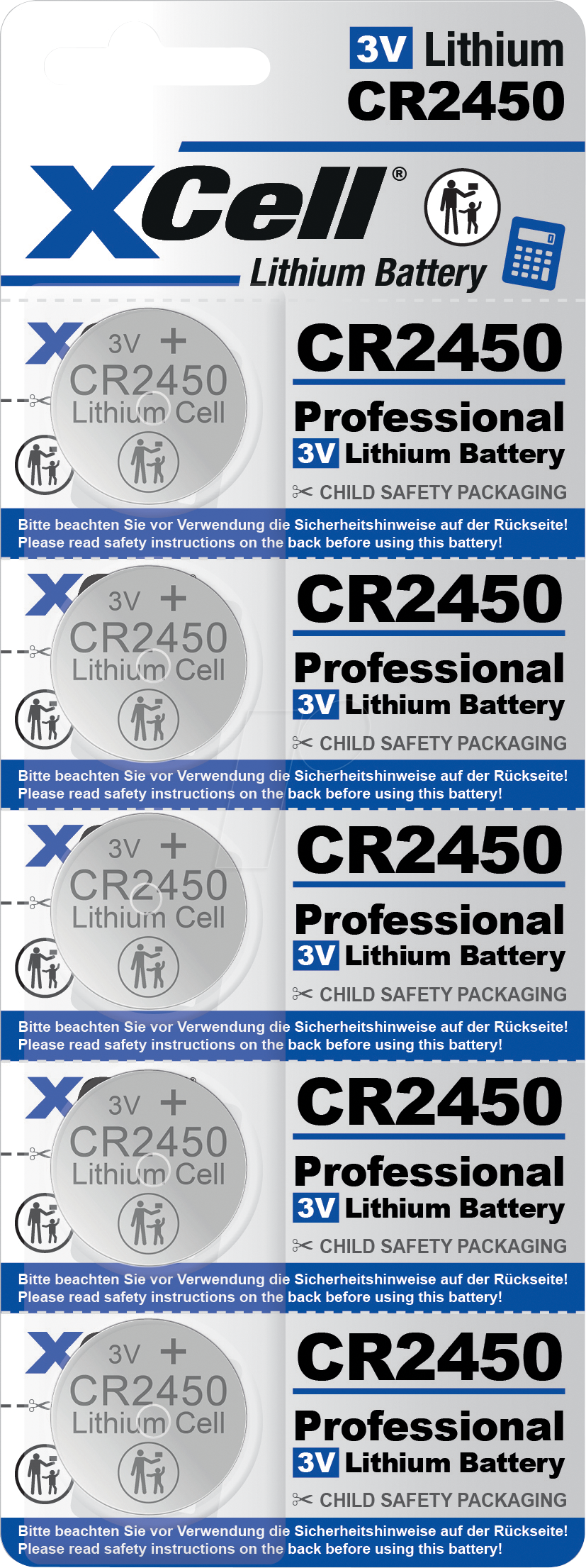 4042883455948 - XCELL CR2450 5X - Lithium-Knopfzelle CR2450 5er Blister