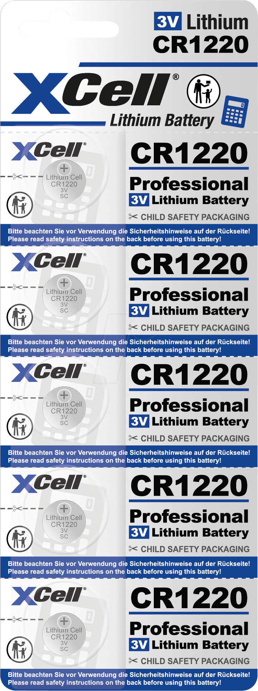 4042883800588 - XCELL CR1220 5X - Lithium-Knopfzelle C1220 5er Blister