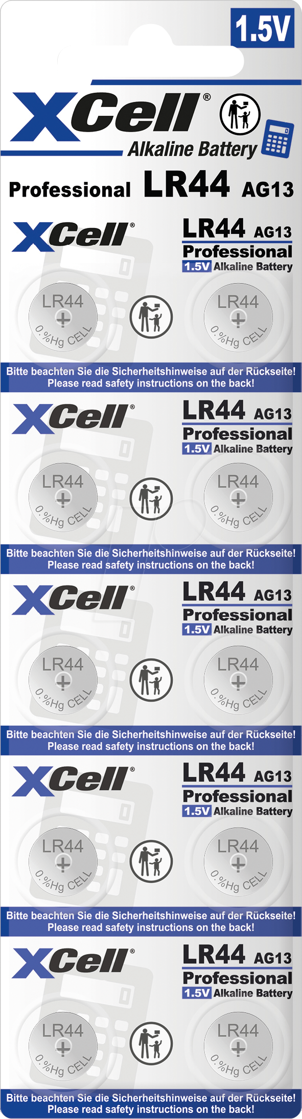 4042883801776 - XCELL LR44 10X - Alkalline Knopfzelle LR44 10er Blister