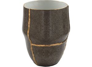 4042911271663 - Tischvase FINK FAVORA Vasen Gr H 405 cm Ø 285 cm grau (grau schwarz) Weitere Weihnachtsdeko Porzellanvase in lederähnlicher Optik Höhe 405 cm x Ø 285