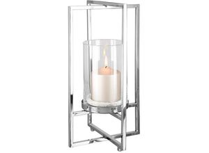 4042911461729 - Windlicht FINK NORMAN Weihnachtsdeko Kerzenhalter Gr H 40 cm silberfarben Windlichter Laternen aus Edelstahl und Glas 1-flammig