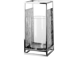 4042911462313 - Windlicht FINK Kerzenhalter NICOSA silber (silberfarben) Kerzenhalter B H T 19cm x 40cm x 19cm Edelstahl Glas aus Edelstahl und Glas mit ausgestanzten Cut-Outs B19cm H40cm T19cm