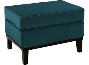 4042911600715 - Pouf FINK MAXIM Poufs Gr B H T 70 cm x 50 cm x 50 cm Samtvelours VELVET blau (petrol velvet) Poufs mit schmalem Holzsockel abnehmbarem Kissen Kederverzierung