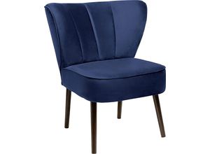 4042911610769 - Sessel FINK BRADY Gr Samtvelours VELVET B H T 67 cm x 76 cm x 67 cm blau (dunkelblau velvet) mit Steppung im Rücken BTH 676776 cm Sitzhöhe 42 cm