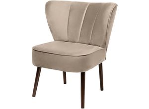 4042911611704 - Sessel FINK BRADY Gr Samtvelours VELVET B H T 67 cm x 76 cm x 67 cm beige (creme velvet) mit Steppung im Rücken BTH 676776 cm Sitzhöhe 42 cm