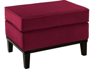 4042911683015 - Pouf FINK MAXIM Poufs Gr B H T 70 cm x 50 cm x 50 cm Samtvelours VELVET rot (dunkelrot velvet) Poufs mit schmalem Holzsockel abnehmbarem Kissen Kederverzierung