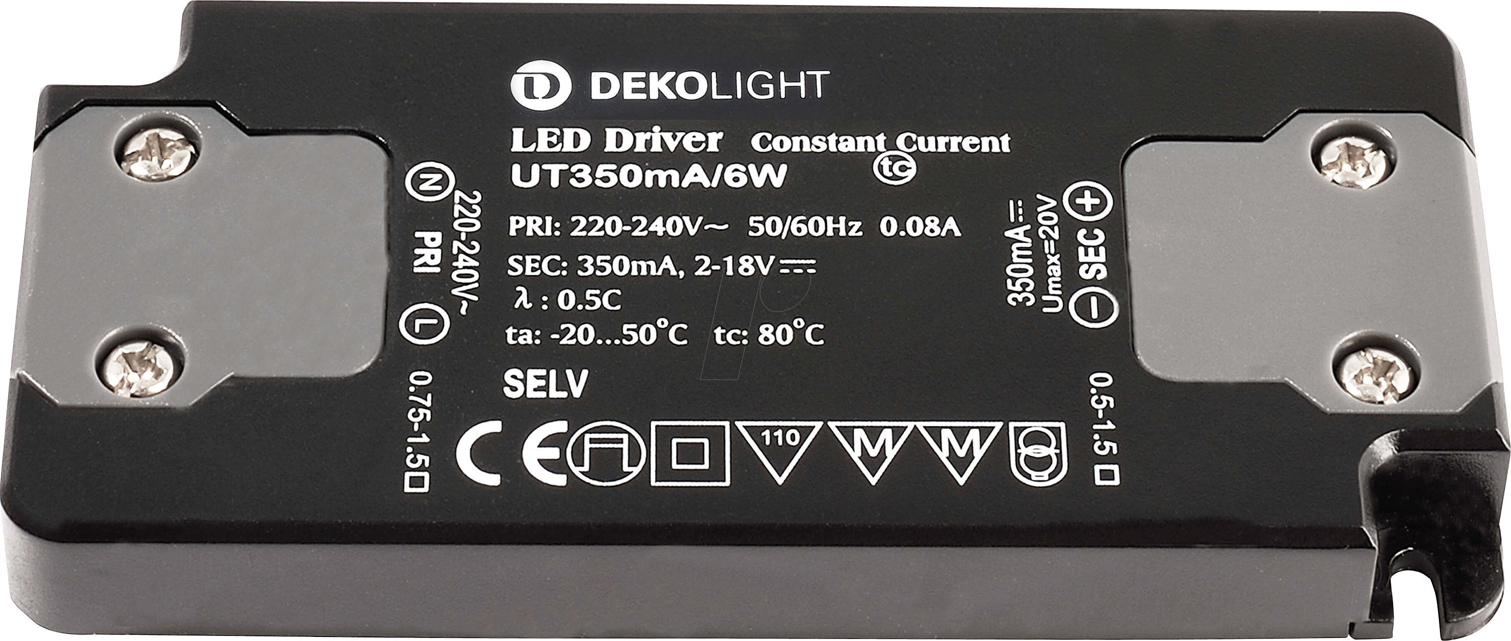 4042943123046 - DEKO 872628 - Netzgerät (CC DC) FLAT CC UT350mA 6W 07-60 W 220-240 V A