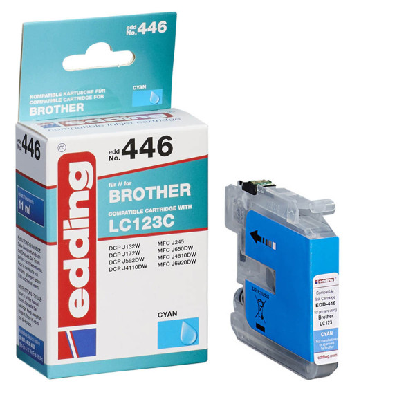 4043023351236 - 0 edding Druckerpatrone EDD-446 cyan kompatibel zu brother LC-123C