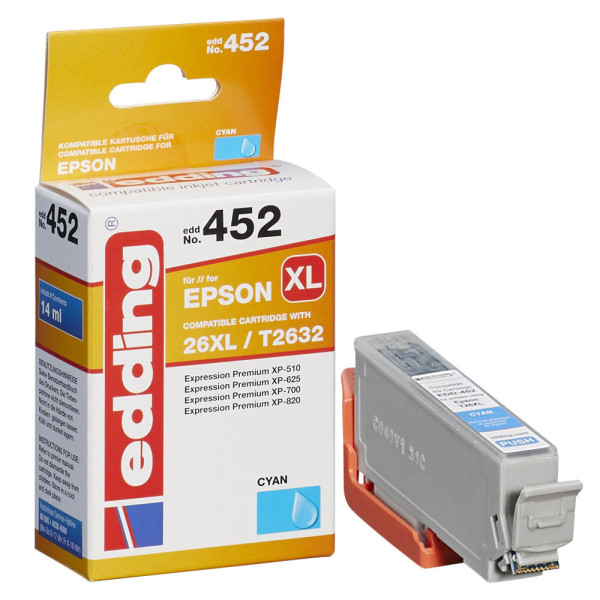 4043023356415 - Druckerpatrone 18-452 kompatibel zu Epson T2632 cyan 4043023356415 Edding