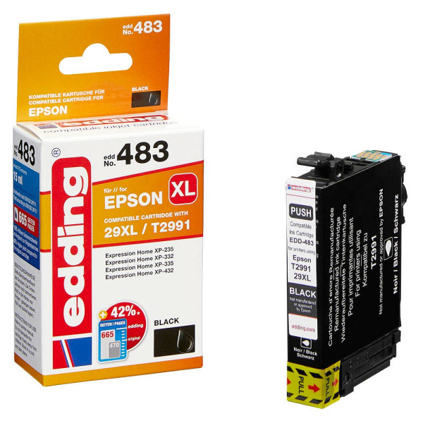 4043023451233 - 0 edding Druckerpatrone EDD-483 schwarz kompatibel zu EPSON 29XL   T2991XL