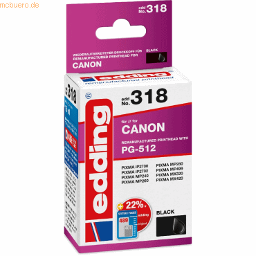 4043023652142 - edding Druckerpatrone kompatibel mit Canon No 512 (PG-512) black