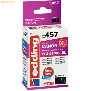 4043023954239 - edding Druckerpatronen kompatibel mit Canon No 570XL (PGI-570XL) blac