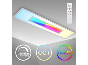 4043139005252 - Led Deckenlampe Panel flach 119x29cm Fernbedienung dimmbar rgb-w silber 38W Büro Silber Grau