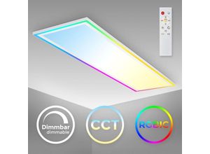 4043139005306 - Led Panel dimmbar flach rgb-w 100x27cm Deckenlampe Frameless Büro Fernbedienung Weiß