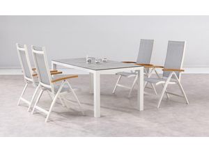 4043153112882 - BEST Gartenmöbelset 5-tlg Dining Gruppe Cavalese+Houston weiss Teak Keramik weiss