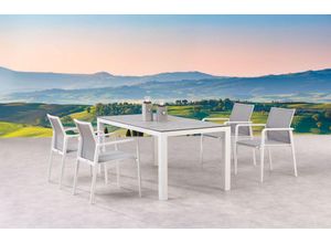 4043153112899 - BEST Gartenmöbelset 5-tlg Dining Gruppe Rhodos+Houston weiss Keramik weiss