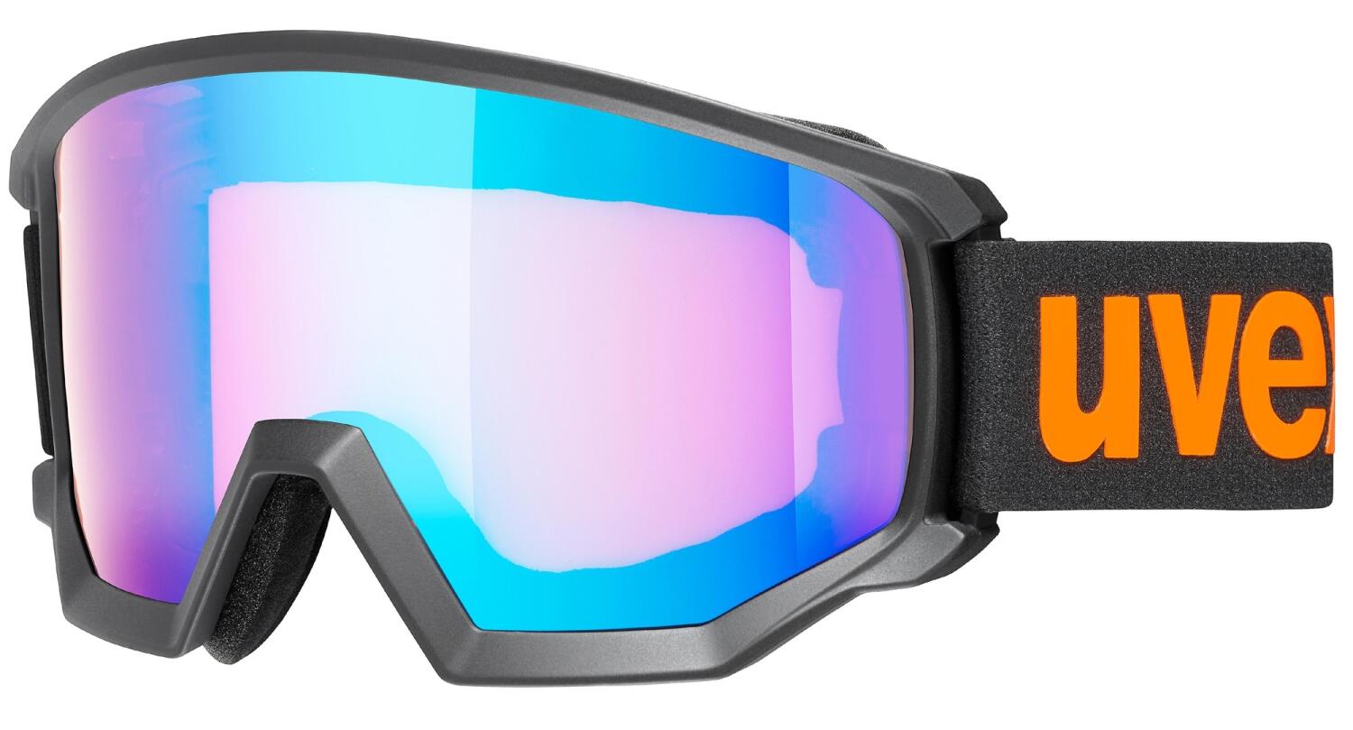 4043197315676 - uvex Athletic CV Skibrille Brillenträger (Farbe 2230 black matt mirror blue colorvision orange (S2))