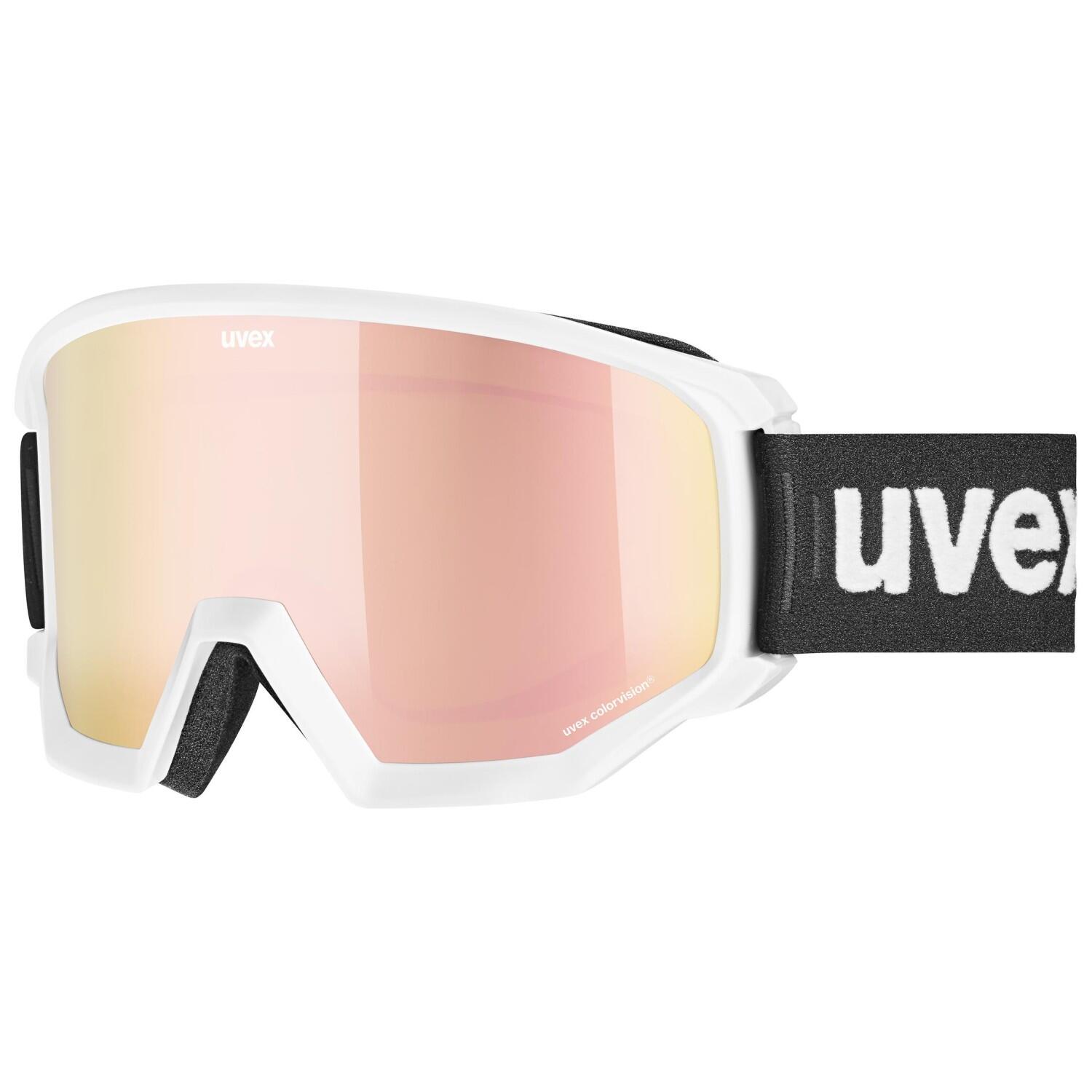 4043197331461 - uvex Athletic CV Skibrille Brillenträger (Farbe 1130 white matt mirror rose colorvision green (S2))