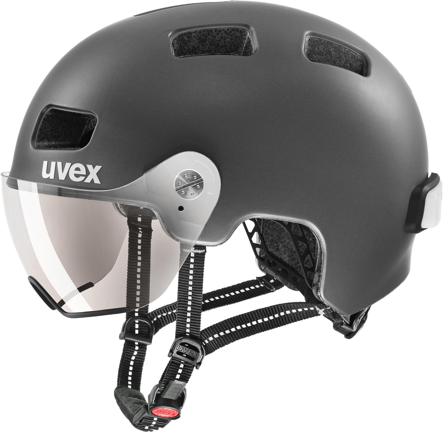 4043197347288 - uvex Rush Visor Fahrradhelm (Größe 58-61 cm 02 dark silver matt)