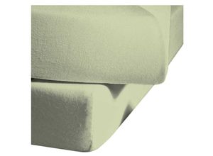 4043202058659 - Spannbettlaken FLEURESSE Colours in Gr 90x200 140x200 oder 180x200 cm Laken Gr B L 200 cm x 200 cm 1 St Mako-Satin 18 cm 200 x 200 cm grün (jade) Spannbettlaken Mako Satin für Matratzen bis 23 cm Höhe Bettlaken Spannbetttuch