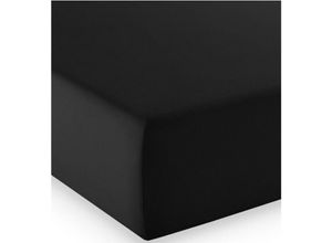 4043202200768 - Mako-Jersey-Spannlaken comfort Farbe schwarz 0941 140 x 200 - 160 x 220 cm - Fleuresse