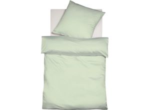 4043202266894 - Bettwäsche FLEURESSE Colours in 135x200 155x220 oder 200x200 cm Gr B L 155 cm x 220 cm (1 St) B L 80 cm x 80 cm (1 St) Interlock-Jersey grün (pastelgrün) Bettwäsche 155x220 cm aus 100% Baumwolle uni mit Reißverschluss