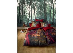 4043202535624 - Wendebettwäsche FLEURESSE Bed Art S 3759 Bettwäsche Gr B L 155 cm x 220 cm (1 St) B L 80 cm x 80 cm (1 St) Mako-Satin rot (rubin) Bettwäsche 155x220 cm