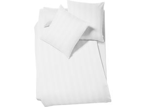 4043202560732 - Bettwäsche FLEURESSE Jade Gr B L 240 cm x 220 cm (1 St) B L 80 cm x 80 cm & 80 cm x 80 cm (2 St) Mako-Damast weiß Bettwäsche 240x220 cm mit dezentem Muster