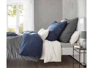 4043202561241 - Bettwäsche FLEURESSE Provence in Gr 135x200 155x220 oder 200x200 cm Gr B L 200 cm x 220 cm (1 St) B L 80 cm x 80 cm & 80 cm x 80 cm (1 St) Halbleinen blau (navy) Bettwäsche 200x220 cm Halbleinen 50% Baumwolle Leinen Gr 135x200 155x220 200x200cm